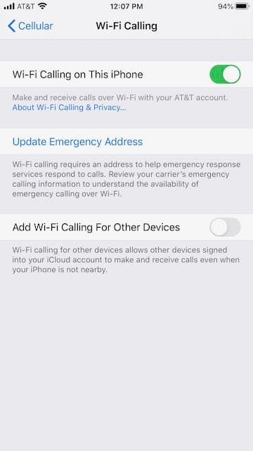 Add WIFI Calling for Other Devices